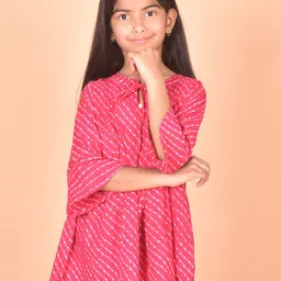 BAESD Girls Geometric Print Keyhole Neck Regular Sleeves Tie-Ups Cotton Top-image-18