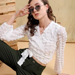 Freehand by The Indian Garage Co Self Design Wrap Crop Top-image-90