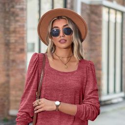 StyleCast Women Red Solid Puff Sleeves Top-picture-8