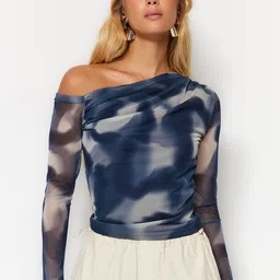 Trendyol Abstract Printed One Shoulder Top image 1