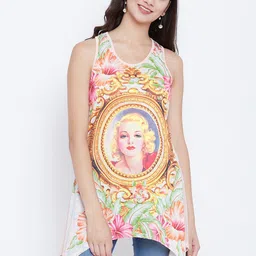 Camey Printed Longline A-line Net Top-image-79