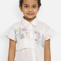 Nauti Nati Girls Floral Embroidered Shirt Style Top-46