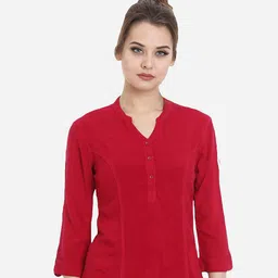 IDENTITI Red Solid Shirt Style Top-picture-20