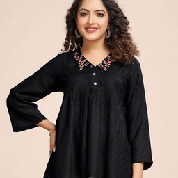 MOJILAA Floral Embroidered Shirt Style Top-image-53
