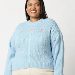 20Dresses Women Plus Size Blue Sweater Top-image-9