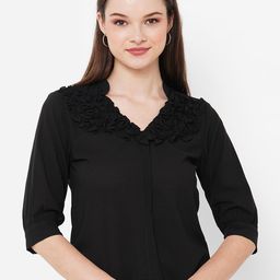 Curves by MISH V-Neck Ruffles Shirt Style Top-image-95