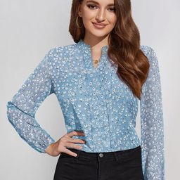 KERI PERRY Floral Print Georgette Shirt Style Top-51