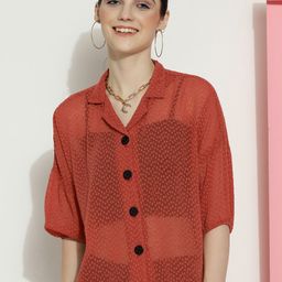 CLEMIRA Self Design Shirt Style Top-image-70