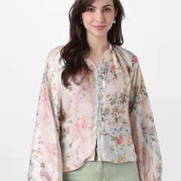 AND Multicoloured Floral Print Mandarin Collar Shirt Style Top-image-34