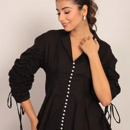 KAORI BY SHREYA AGARWAL Shirt Collar Puff Sleeves Cotton Shirt Style Top-image-33