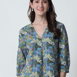 Feel Clath Floral Print Organic Cotton Shirt Style Top-image-61