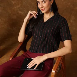 Anouk Striped Cotton Shirt Style Top-image-38
