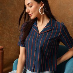 Anouk Striped Cotton Shirt Style Top-image-41
