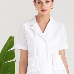 Athena Immutable White Lapel Collar Shirt Style Cotton Top-image-45