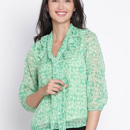DRAAX Fashions Floral Print Tie-Up Neck Shirt Style Top-image-81