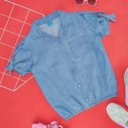 YU by Pantaloons Girls Puff Sleeves Cotton Shirt Style Top-picture-10