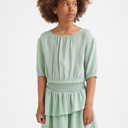 H&M Girls Sea Green Puff-Sleeved Top-42