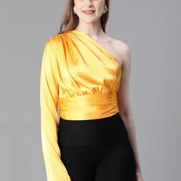 Oxolloxo One Shoulder Satin Crop Top-picture-23
