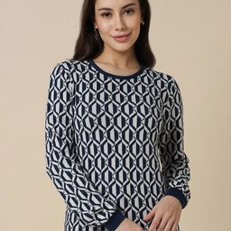Allen Solly Woman Geometric Printed Long Sleeves Cotton Pullover Sweater-15
