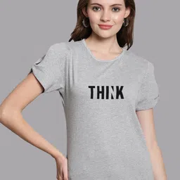 FBAR Typography Printed High Low Pure Cotton Top-image-98