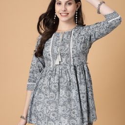 God Bless Ethnic Motifs Print Cotton A-Line Top-image-86