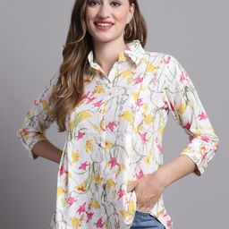Rajnandini Floral Printed Pure Cotton Shirt Style Top-image-71