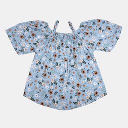 V-Mart Girls Floral Printed Shoulder Straps Cotton Cambric Top-image-65