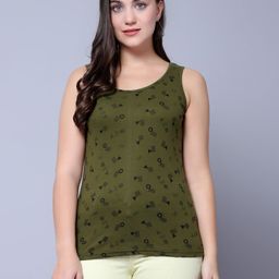 DIAZ Geometric Printed Round Neck Cotton Tank Top-image-73