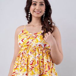 TRENDSWILL Floral Printed Shoulder Straps Regular Empire Top-9