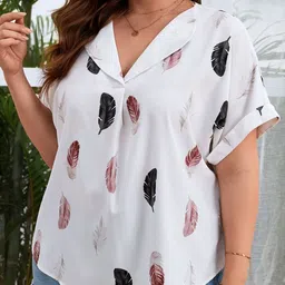 StyleCast White Conversational Printed Extended Sleeves Shirt Style Top-picture-56