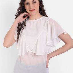 MINGLAY White Georgette Top-image-87