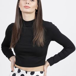 Tokyo Talkies Women Black High Neck T-shirt-picture-57