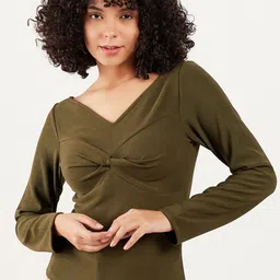 Athena Immutable V-Neck Long Sleeve Twisted Regular Top-image-42