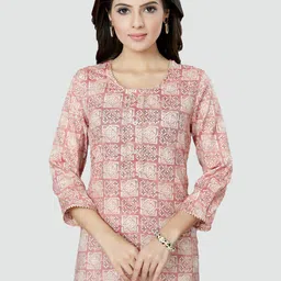 Saree Swarg Pink Ethnic Motifs Embellished Kurti-image-91