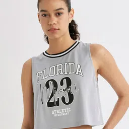 DeFacto Women Typography Print Crop Top-image-68