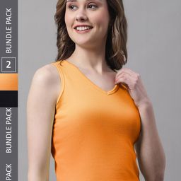 FBAR Pack Of 2 Bio Wash Skin Friendly V-Neck Cotton Tank Top-image-80
