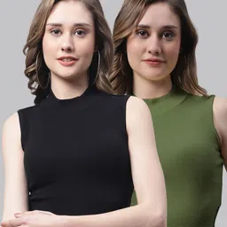 FBAR Pack of 2 Ribbed Cotton Fitted Crop Tops-image-22