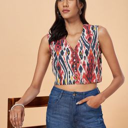 Marigold Lane Geometric Printed Cotton Crop Top-image-37