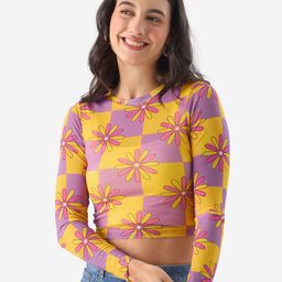 The Souled Store Lavender Floral Printed Crop Top-5