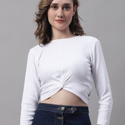 FBAR Ribbed Twisted Cotton Crop Fitted Top-image-83