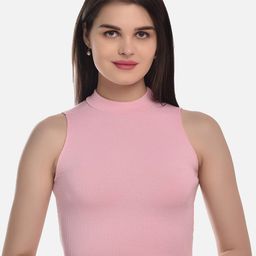 StyFun Ribbed High Neck Fitted Cotton Crop Top-image-81