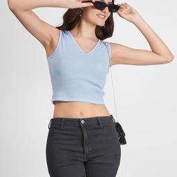 angloindu V-Neck Sleeveless Fitted Crop Top-picture-51