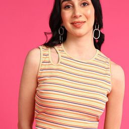 Mast & Harbour Striped Fitted Crop Top-image-20