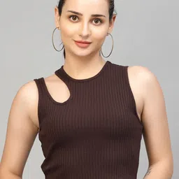 Strong And Brave Odour Free Cut-Out Cotton Fitted Tank Top-62