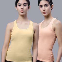 FBAR Pack Of 2 Scoop Neck Shoulder Straps Bio Wash Cotton Racerback Tank Top-image-95