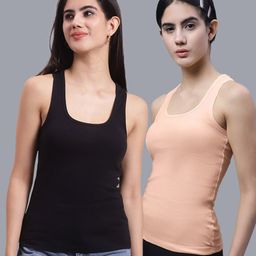 FBAR Pack Of 2 Scoop Neck Shoulder Straps Bio Wash Cotton Racerback Tank Top-picture-40