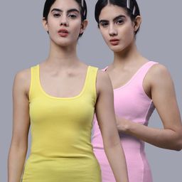 FBAR Pack Of 2 Skin Friendly Bio Wash Scoop Neck Sleeveless Cotton Tank Tops-picture-23