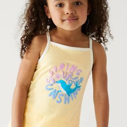 Marks & Spencer Girls Typography Printed Pure Cotton Top-image-15