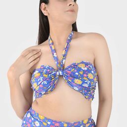 Blissence Floral Print Halter Neck Bralette Crop Top-image-42