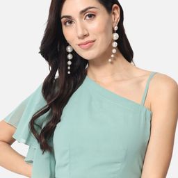 BAESD One Shoulder Flared Sleeves Georgette Crop Top-image-19